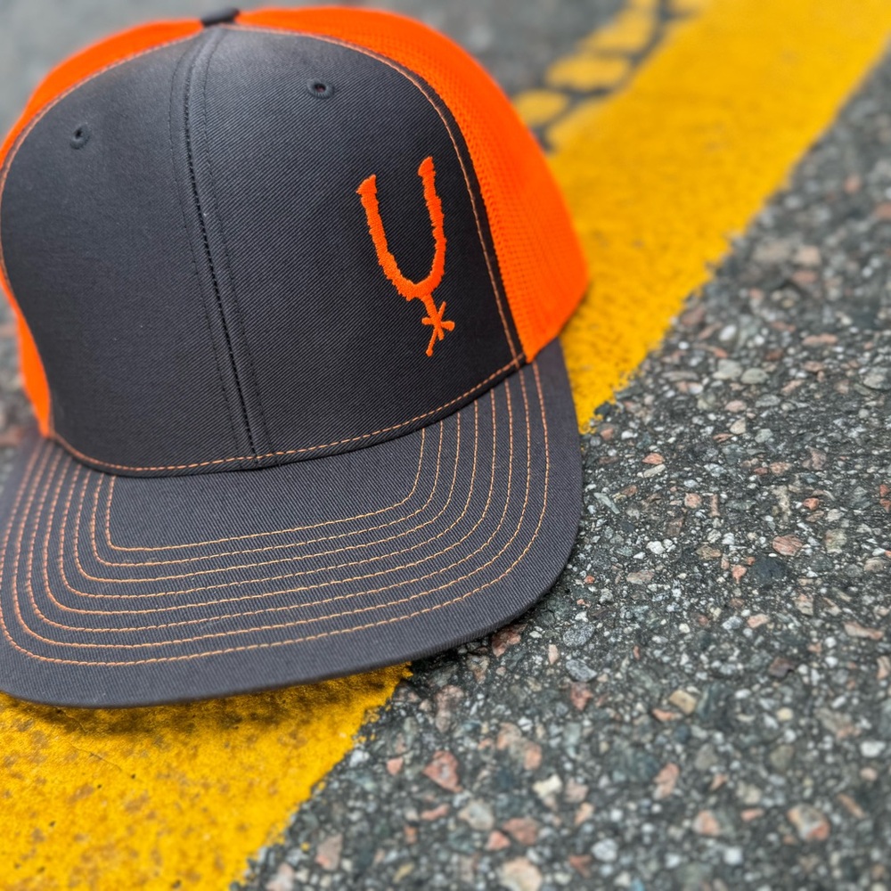 Gray and Orange Baseball Cap Spur life hat